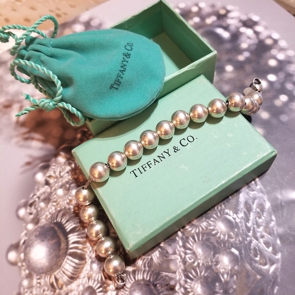 HPπ Authentic TIFFANY & CO Sterling Silver 10mm Ball Bracelet π - Picture 5 of 8